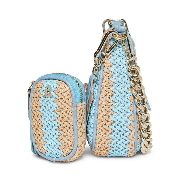 Steve Madden Bvital Raffia Blue Multi Womens Crossbody Bags
