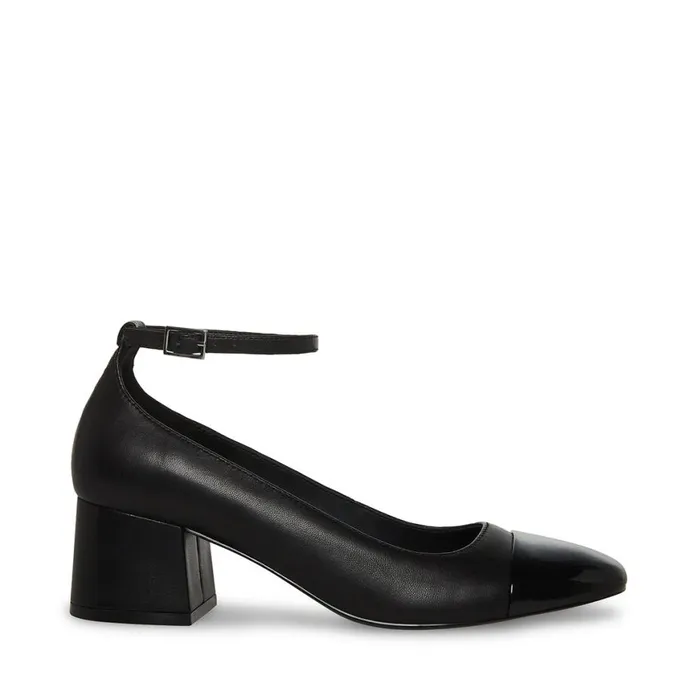 Steve Madden Eli Black Leather Womens Heels