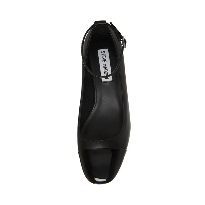 Steve Madden Eli Black Leather Womens Heels