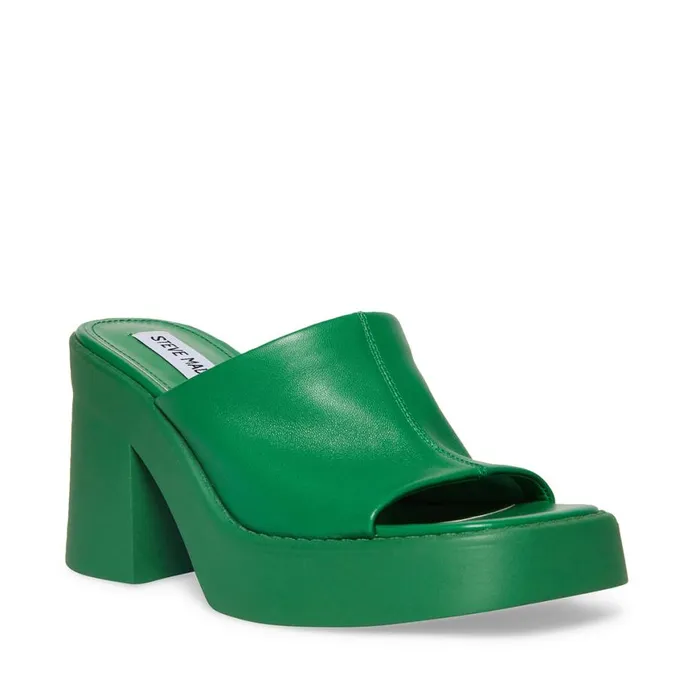 Steve Madden Kane Green Leather Womens Heels