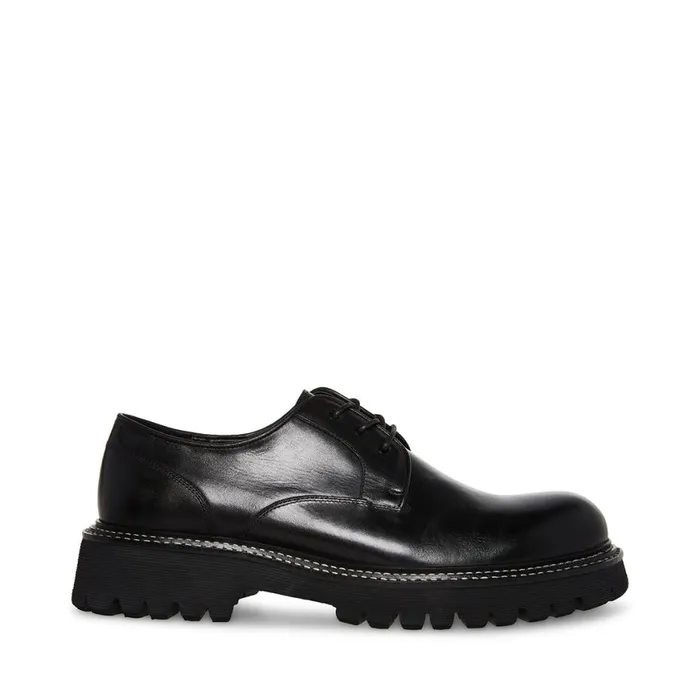 Steve Madden Zylen Black Leather Mens Loafers