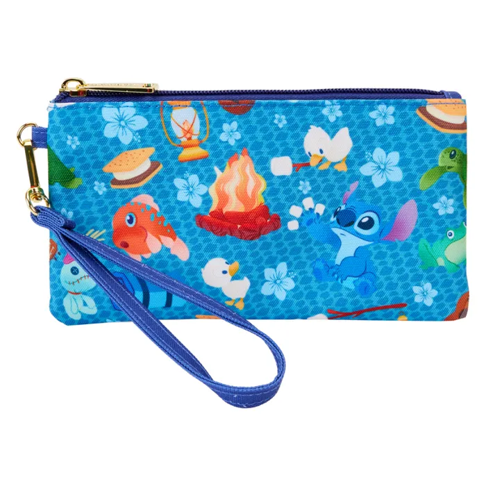 Stitch Camping Cuties AllOver Print Nylon Zipper Pouch Wristlet Unisex Loungefly Bags and Wallets Stitch Camping Cuties AllOver Print Nylon Zipper Pouch Wristlet Unisex Loungefly Bags and Wallets