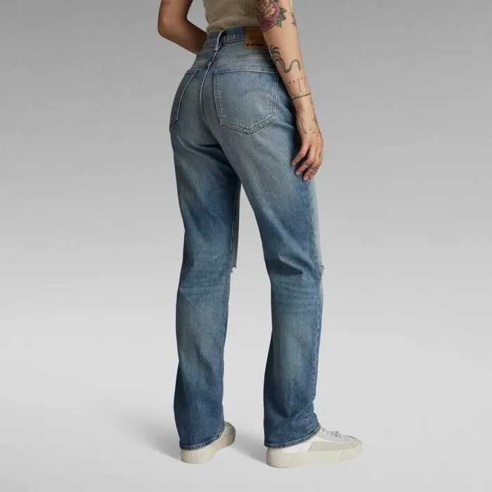 Straight Women GStar RAW Viktoria High Straight Jeans Antique Faded Blue Agave Ripped