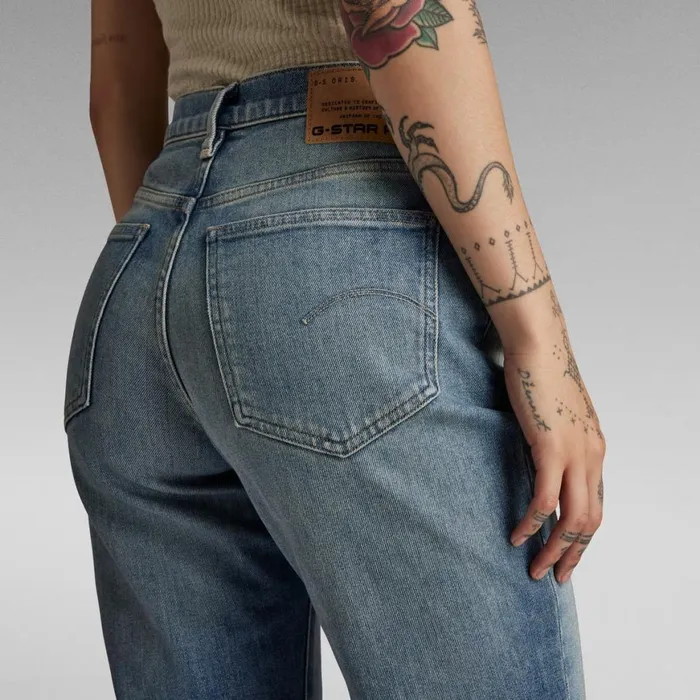 Straight Women GStar RAW Viktoria High Straight Jeans Antique Faded Blue Agave Ripped