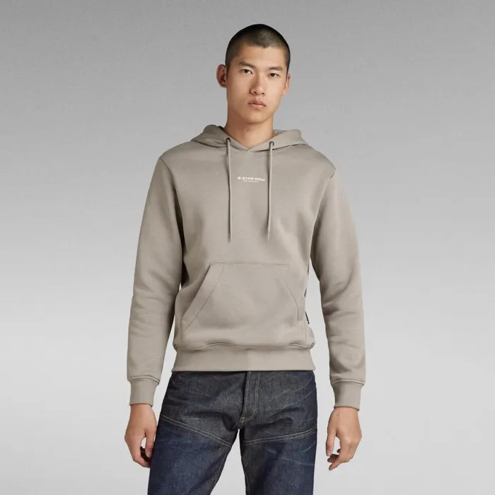 Sweatshirts and Hoodies Men GStar RAW Center Chest Logo Hooded Sweater Elephant Skin