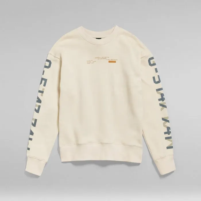 Sweatshirts and Hoodies Men GStar RAW Sleeve Graphics Loose Sweater Dark Talc