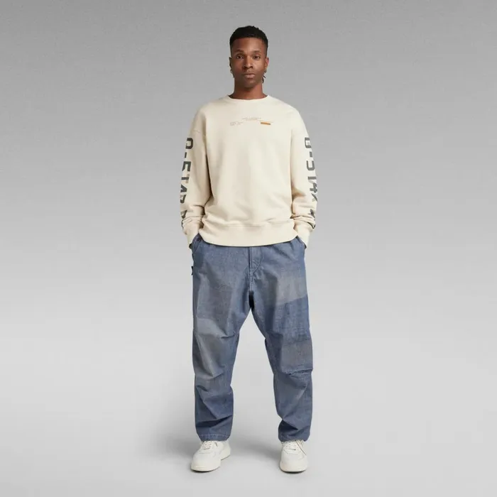 Sweatshirts and Hoodies Men GStar RAW Sleeve Graphics Loose Sweater Dark Talc