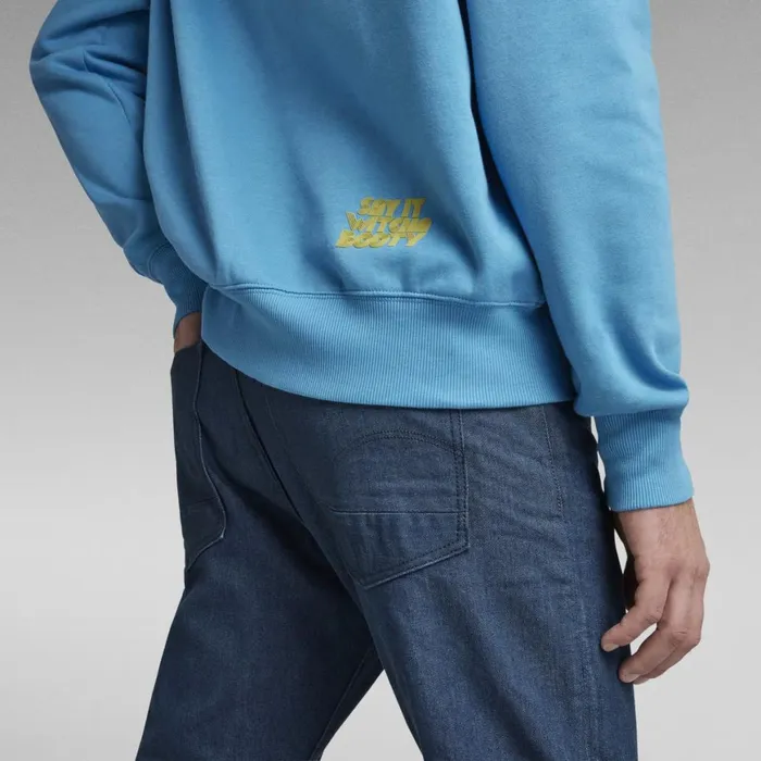 Sweatshirts and Hoodies Men GStar RAW Unisex Disco Chest Hoodie Light Onymia Blue