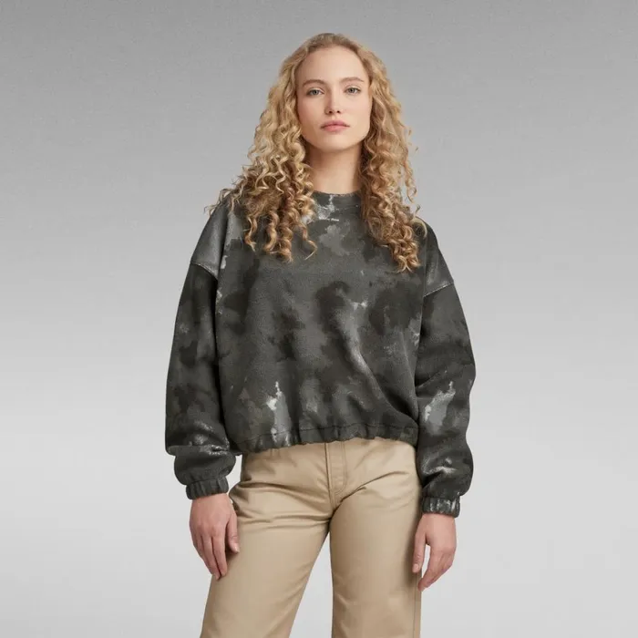 Sweatshirts and Hoodies Women GStar RAW Fleece AOP XXL Sweater Dk Black Blurry Camo
