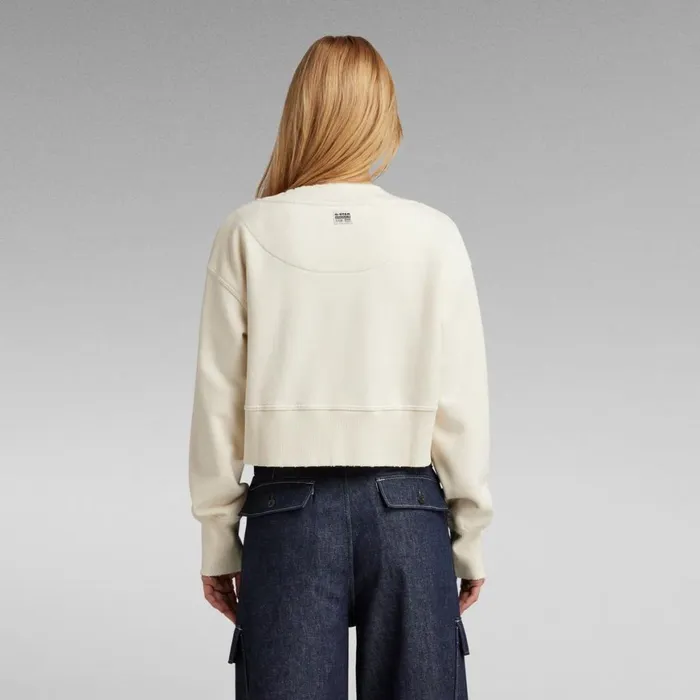 Sweatshirts and Hoodies Women GStar RAW Vintage Cropped Logo Loose Sweater Eggnog