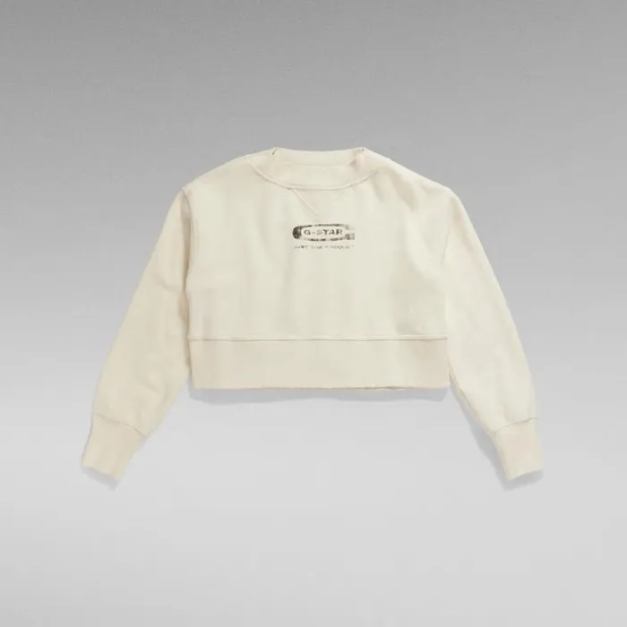 Sweatshirts and Hoodies Women GStar RAW Vintage Cropped Logo Loose Sweater Eggnog