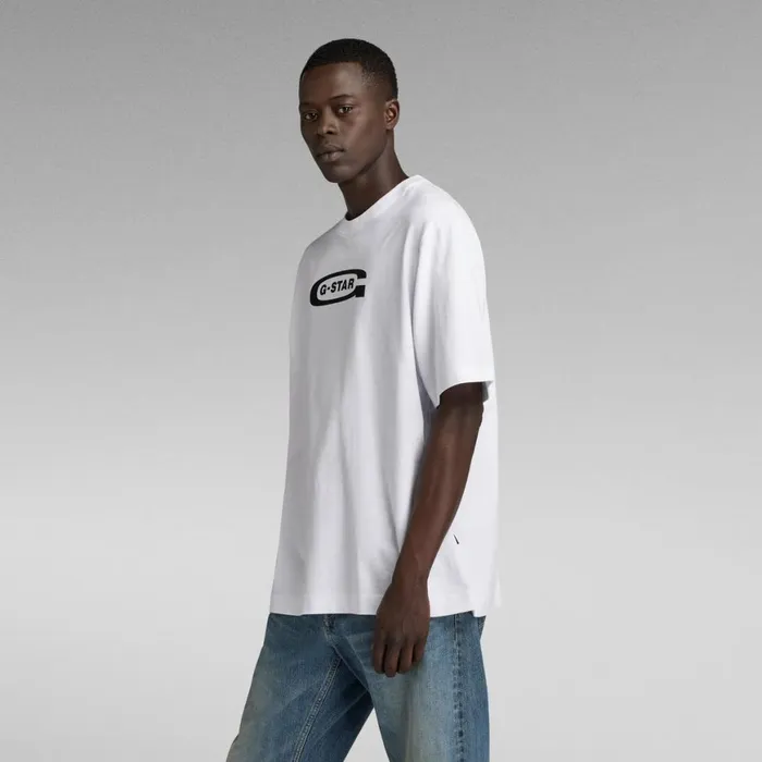 TShirts and Polos Men GStar RAW Old School Logo Boxy TShirt White