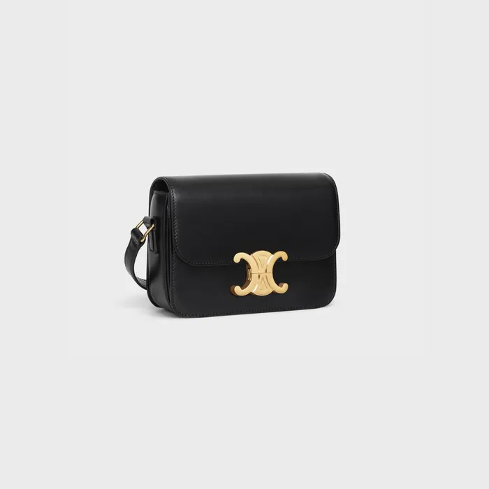 Teen Triomphe Bag In Shiny Calfskin Black Women CELINE TRIOMPHE Teen Triomphe Bag In Shiny Calfskin Black Women CELINE TRIOMPHE