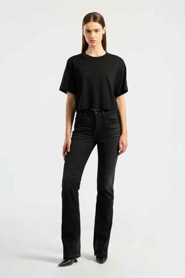 Tees Women COTTON CITIZEN Tokyo Crop Tee Jet Black Tees Women COTTON CITIZEN Tokyo Crop Tee Jet Black