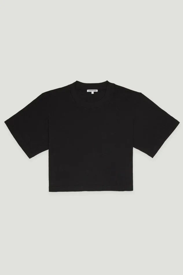 Tees Women COTTON CITIZEN Tokyo Crop Tee Jet Black Tees Women COTTON CITIZEN Tokyo Crop Tee Jet Black