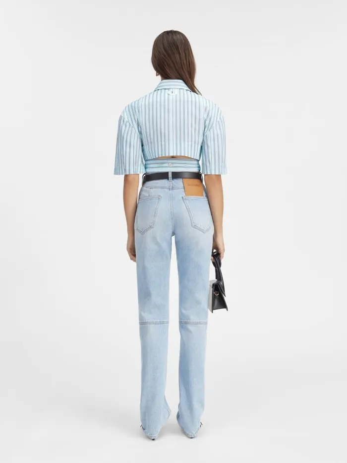 The Bari Cropped Shirt Print Blue Stripes Women JACQUEMUS Tops and Shirts The Bari Cropped Shirt Print Blue Stripes Women JACQUEMUS Tops and Shirts