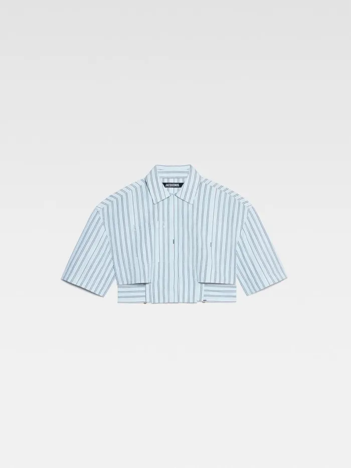 The Bari Cropped Shirt Print Blue Stripes Women JACQUEMUS Tops and Shirts The Bari Cropped Shirt Print Blue Stripes Women JACQUEMUS Tops and Shirts