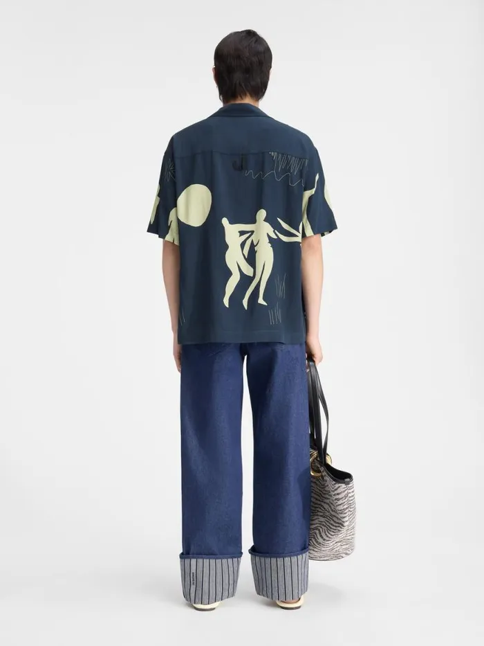 The Jean Shirt Print Horse Scene Navy Men JACQUEMUS Shirts The Jean Shirt Print Horse Scene Navy Men JACQUEMUS Shirts