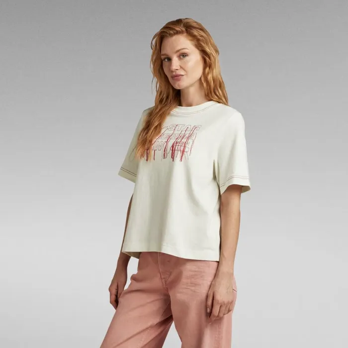 Tops and Tshirts Women GStar RAW Threads Graphic Boxy Top Lightest Sky