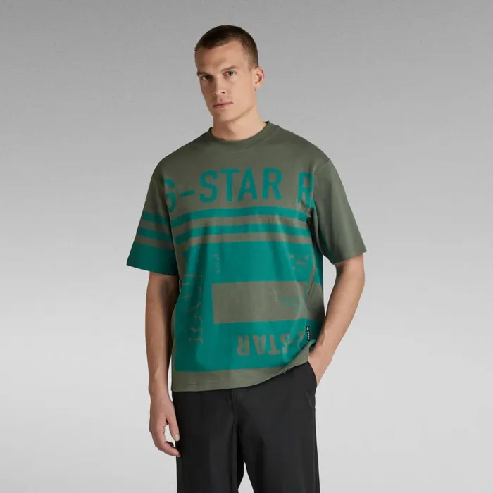Tops and Tshirts Women GStar RAW Unisex TShirt Scarf Graphic Boxy Light Hunter