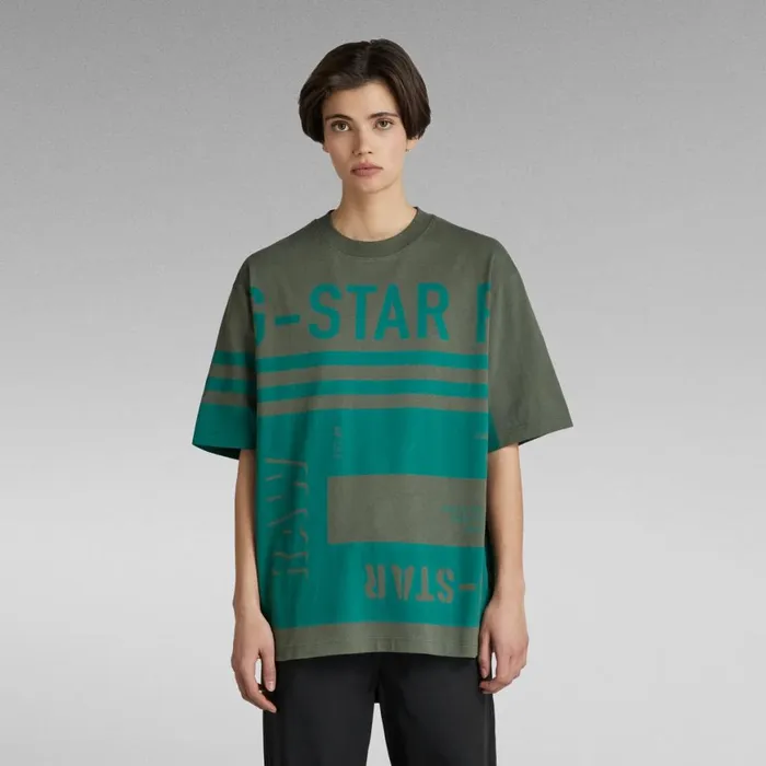 Tops and Tshirts Women GStar RAW Unisex TShirt Scarf Graphic Boxy Light Hunter