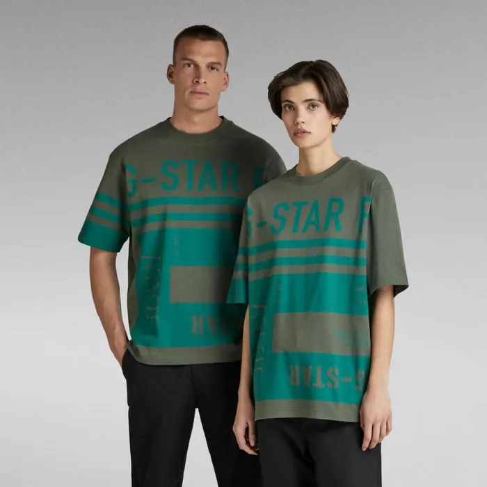 Tops and Tshirts Women GStar RAW Unisex TShirt Scarf Graphic Boxy Light Hunter