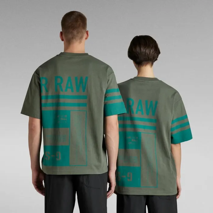 Tops and Tshirts Women GStar RAW Unisex TShirt Scarf Graphic Boxy Light Hunter