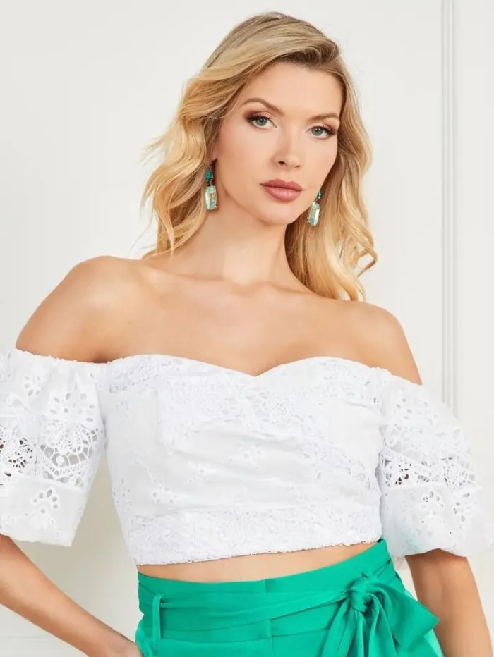Tops And Sweaters Women Marciano Cassandra Crop Top Blanc Pur Tops And Sweaters Women Marciano Cassandra Crop Top Blanc Pur