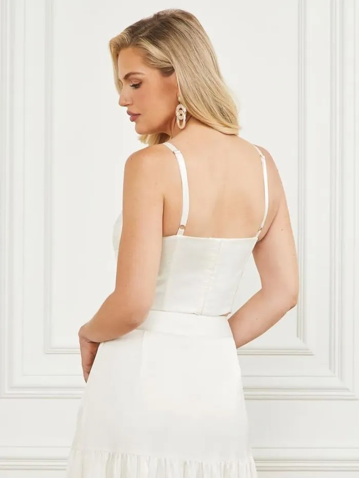 Tops And Sweaters Women Marciano Lola Satin Corset Crop Top Pale Pearl Tops And Sweaters Women Marciano Lola Satin Corset Crop Top Pale Pearl