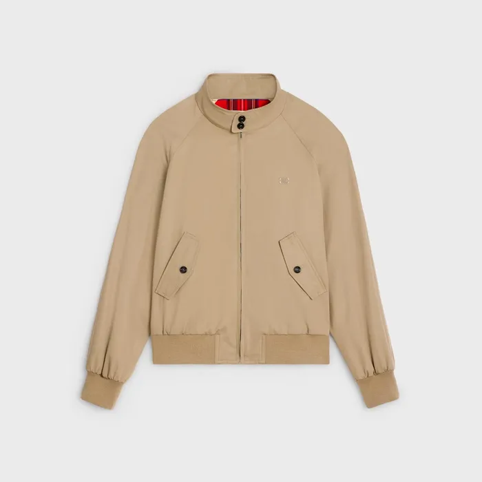 Triomphe Blouson Jacket In Technical Cotton Beige Men CELINE COATS and BLOUSONS