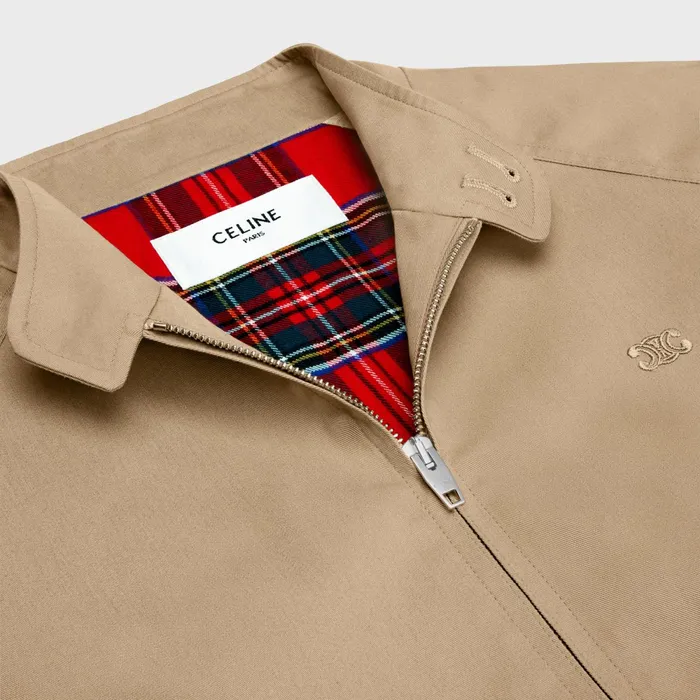 Triomphe Blouson Jacket In Technical Cotton Beige Men CELINE COATS and BLOUSONS