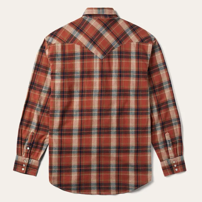 Western Shirts Men Stetson Brushed Twill Plaid Shirt Orange