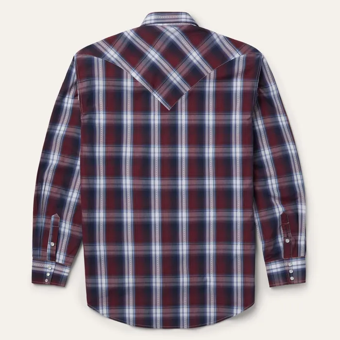Western Shirts Men Stetson Good Luck Plaid Western Shirt Wine