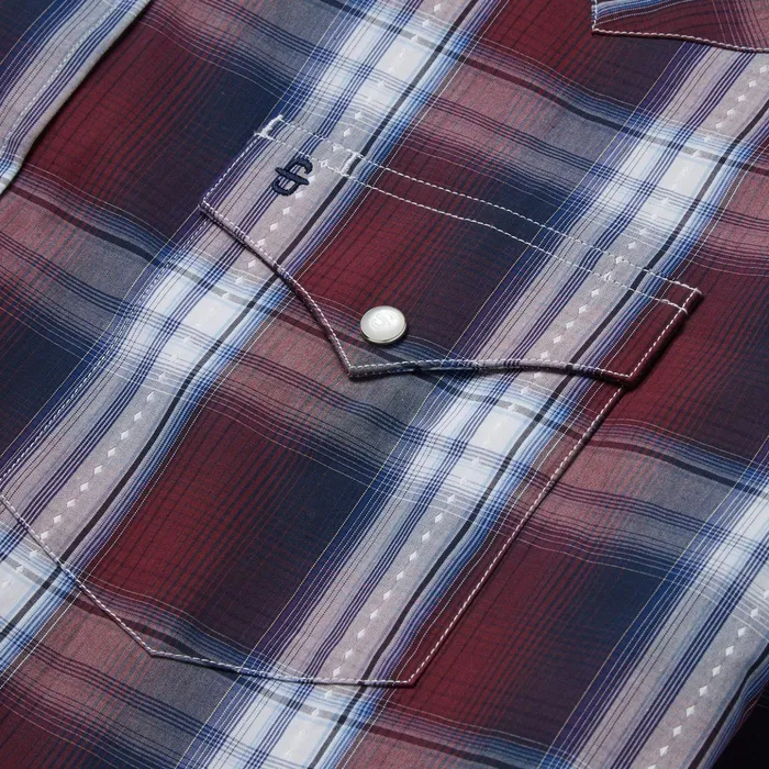Western Shirts Men Stetson Good Luck Plaid Western Shirt Wine