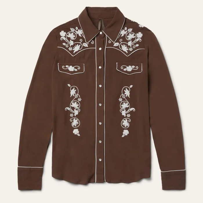Western Shirts Women Stetson Classic Western Snap Shirt Brown