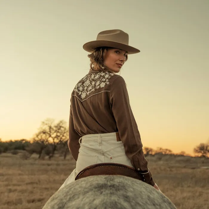 Western Shirts Women Stetson Classic Western Snap Shirt Brown