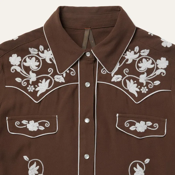 Western Shirts Women Stetson Classic Western Snap Shirt Brown