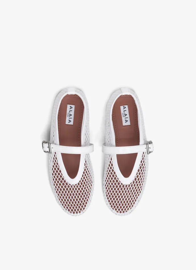 White BALLET FLATS IN FISHNET Women Alaa Flat Shoes