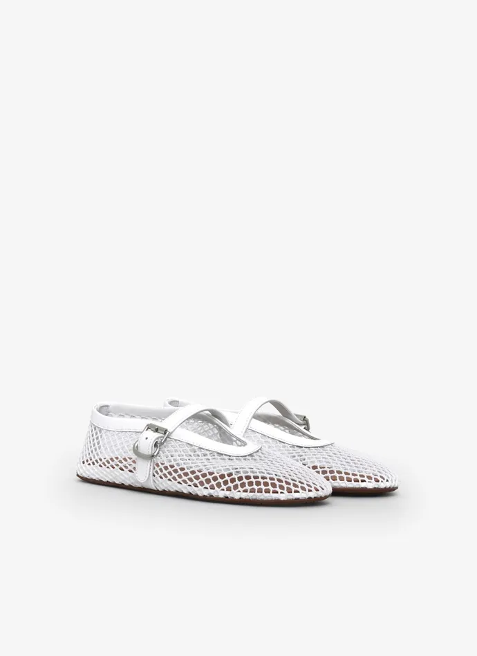 White BALLET FLATS IN FISHNET Women Alaa Flat Shoes