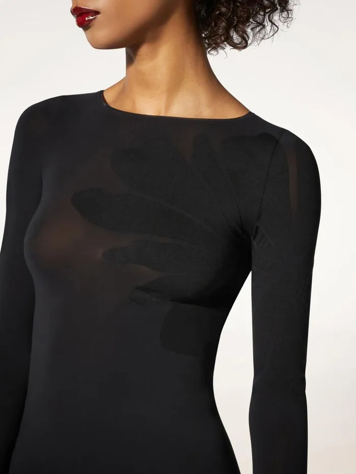 Wolford Body Tattoo Top Long Sleeves Black Women Longsleeved Tops