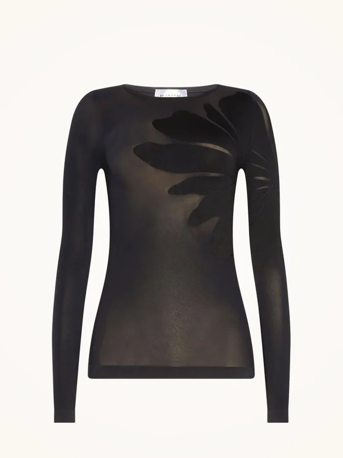 Wolford Body Tattoo Top Long Sleeves Black Women Longsleeved Tops