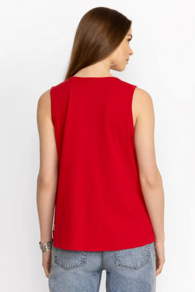 Women ARIZONA KNIT TANK Racer Red Johnny Was Tops Women ARIZONA KNIT TANK Racer Red Johnny Was Tops