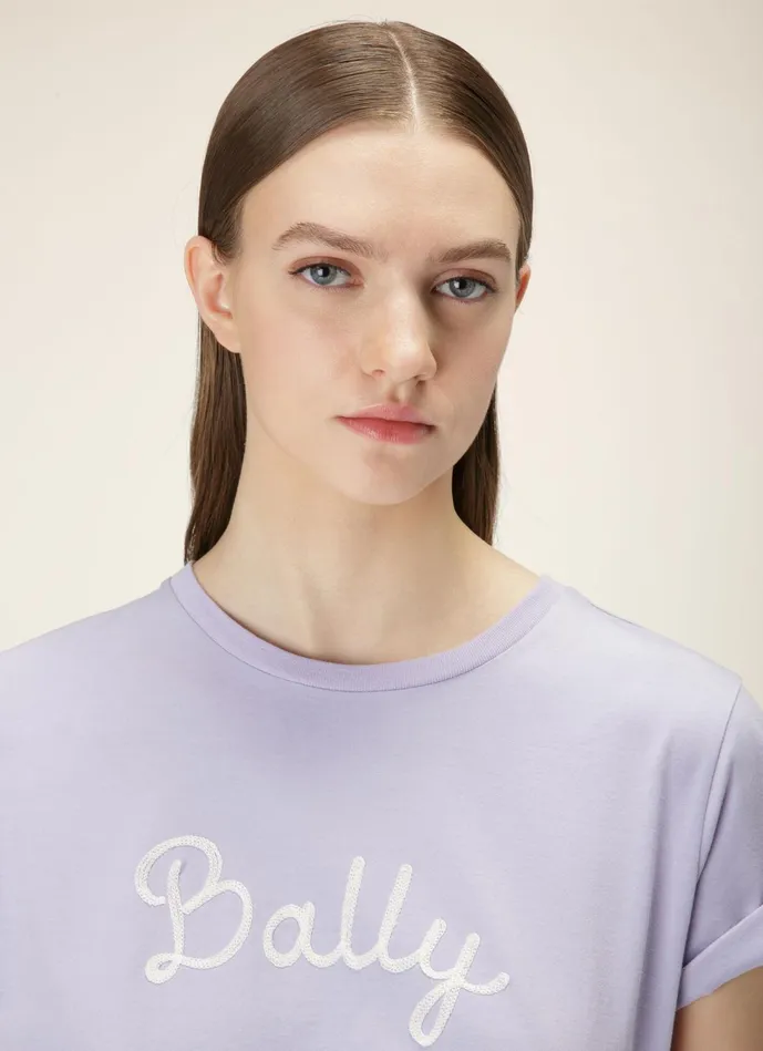 Women Bally Tops Logo TShirt 8211 Cotton TShirt In Lilac