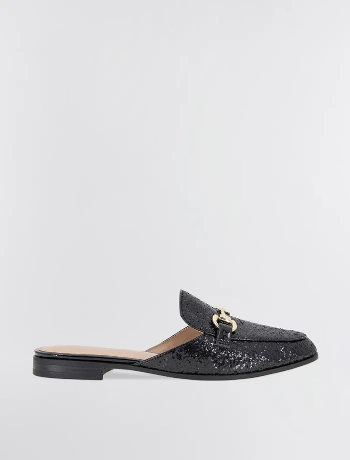 Women BCBG Shoes Zorie Loafer Mule Black Rock Glitter Women BCBG Shoes Zorie Loafer Mule Black Rock Glitter