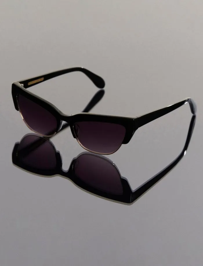 Women BCBG Sunglasses Retro Kitten Sunglasses Shiny Black Shiny Gold