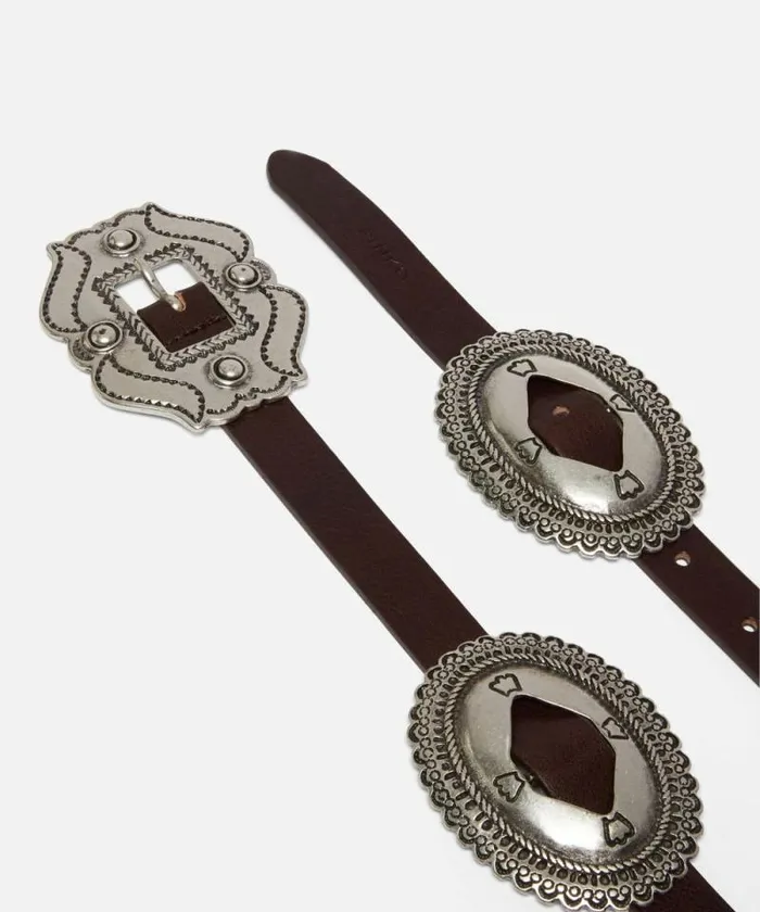Women Belts Pinko Belt With Large Buckle 2cm Dark Brownold Silver