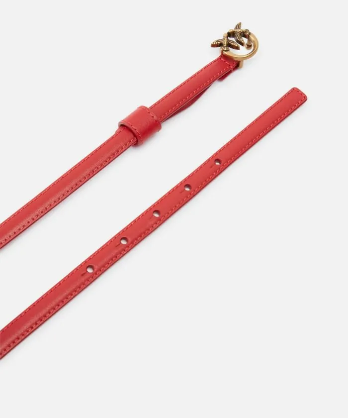 Women Belts Pinko Thin Belt With Love Birds Buckle 1cm Redantiquegold Women Belts Pinko Thin Belt With Love Birds Buckle 1cm Redantiquegold