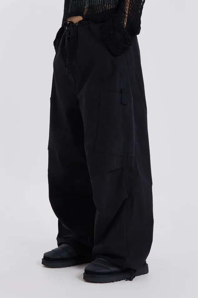 Women Black Parachute Cargo Pants Jaded London Trousers and Pants