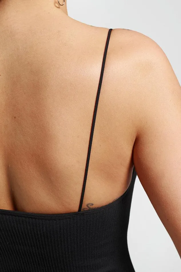 Women Bodysuits Cupshe Karter Black Rib Bodysuit Black