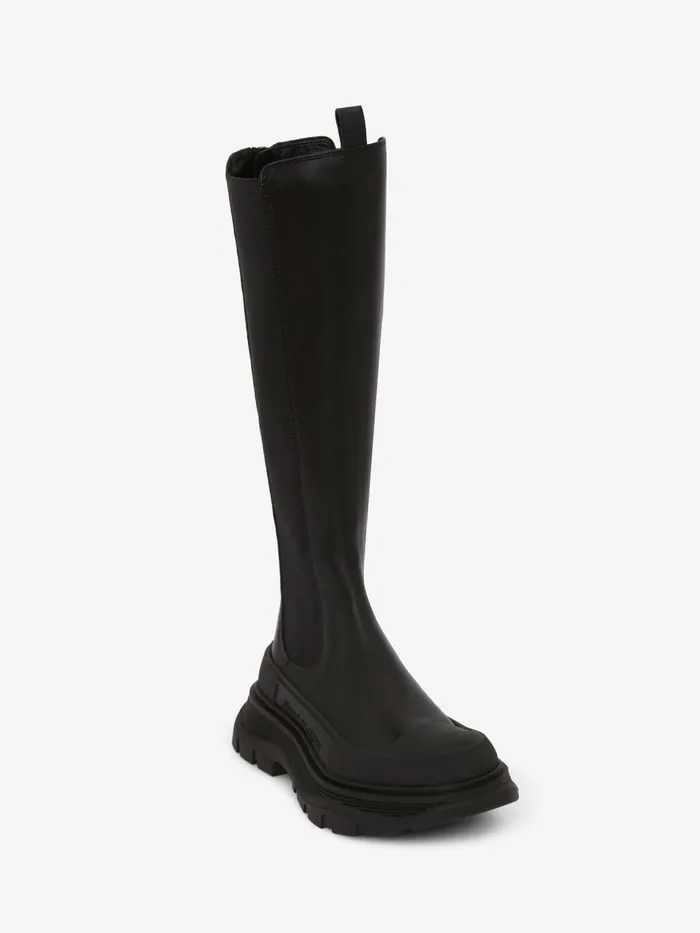 Women Boots Alexander McQueen Tread Slick Knee High Boot Black